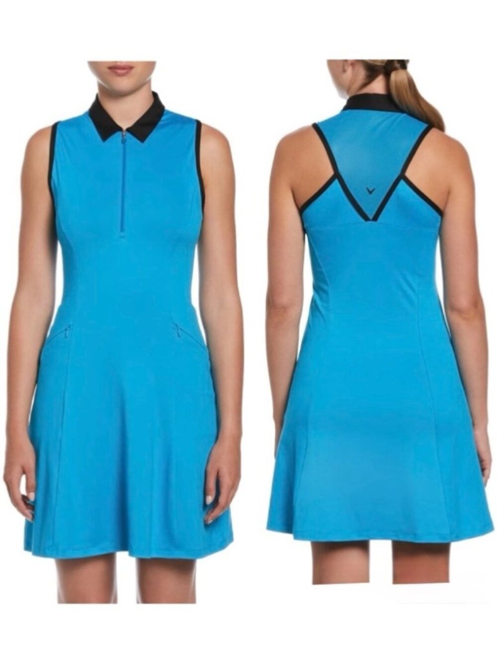 Callaway Flounce Dress Size S Blue Racerback Performance Golf Mini Classic Club